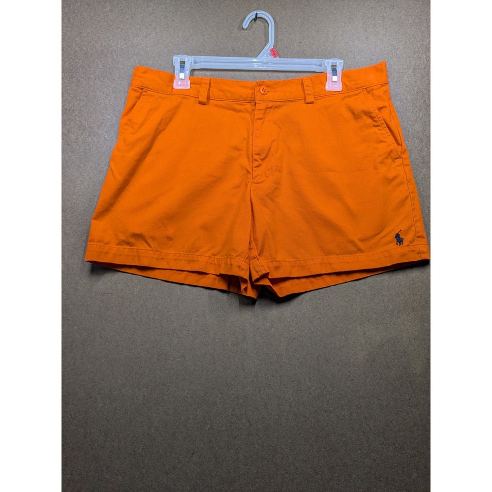 Ralph Lauren Sport Womens Orange Cotton Chino Shorts Size 12 Pony Logo